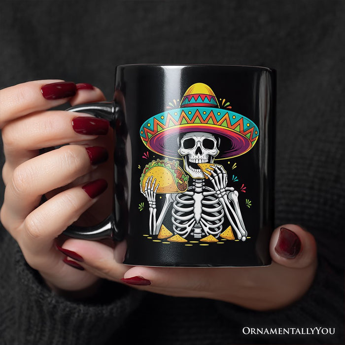 Taco Skeleton Cinco De Mayo Mug, Funny Mexican Skull Sombrero Souvenir Gift Personalized Ceramic Mug OrnamentallyYou