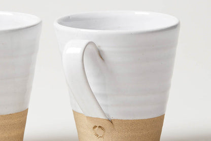 Tall Silo Stoneware Mug — close view of handle and ridged body; Farmhouse Pottery
