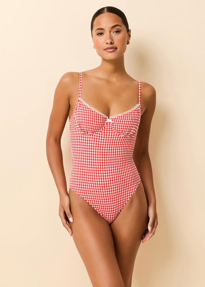 Taylor One Piece Red Gingham - Solid & Striped