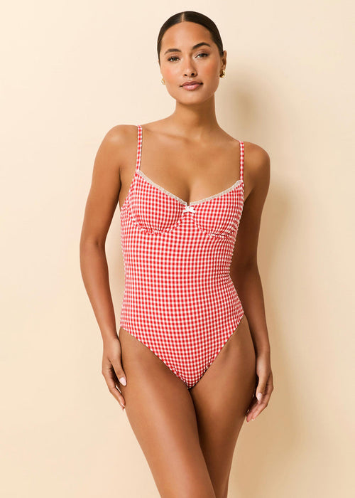 Taylor One Piece Red Gingham - Solid & Striped