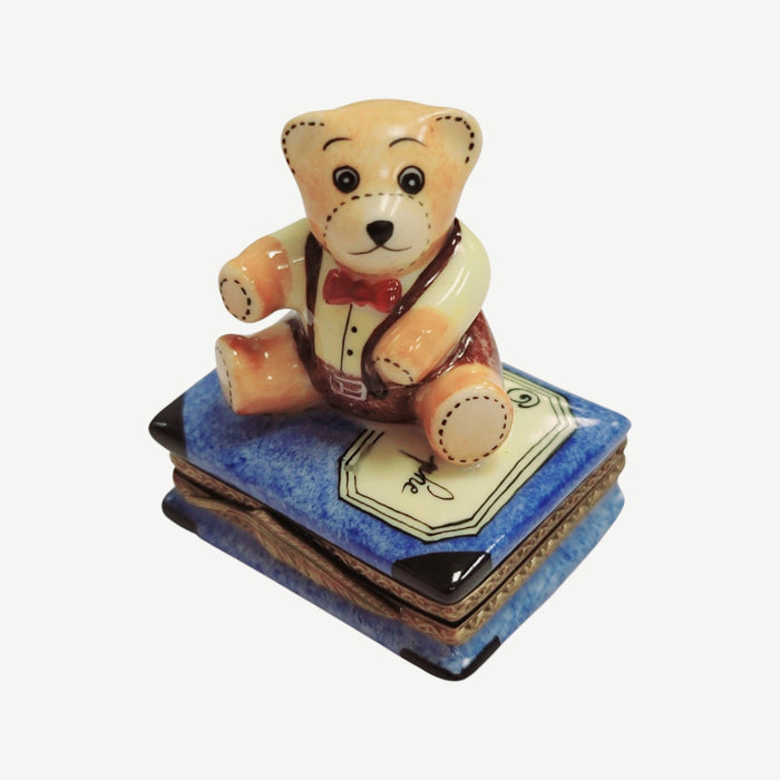 Teddy Bear Treasure Box Porcelain Limoges Teddy French Trinket Box