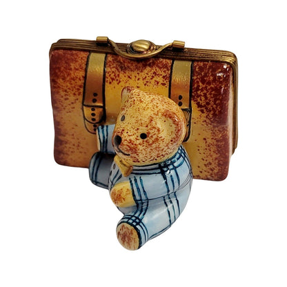 Teddy Bear Adventure Box Porcelain Limoges Teddy French Trinket Box