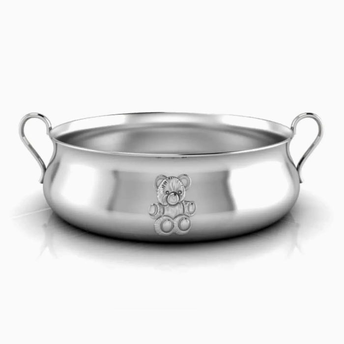 Teddy Silver-Plated Baby Porringer by Krysaliis showing the side and handles