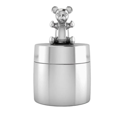 Teddy Sterling Silver Keepsake Box by Krysaliis shown from an angle