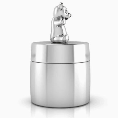 Teddy Sterling Silver Keepsake Box by Krysaliis shown from an angle