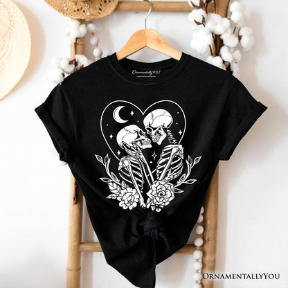 The Lovers Skeletons T-Shirt, Spooky Gothic Romantic Valentine Tee T-Shirts OrnamentallyYou Black XS