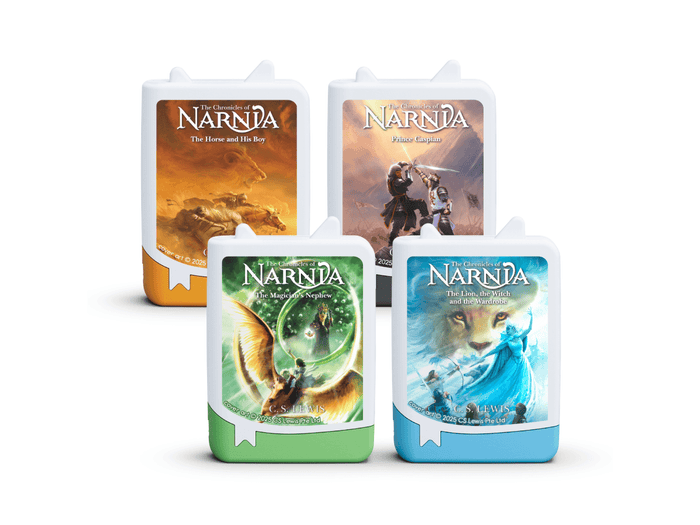 Four Narnia-themed character boxes on a white background
