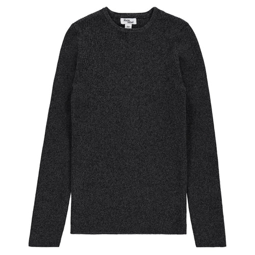 top knit crew neck - black heather