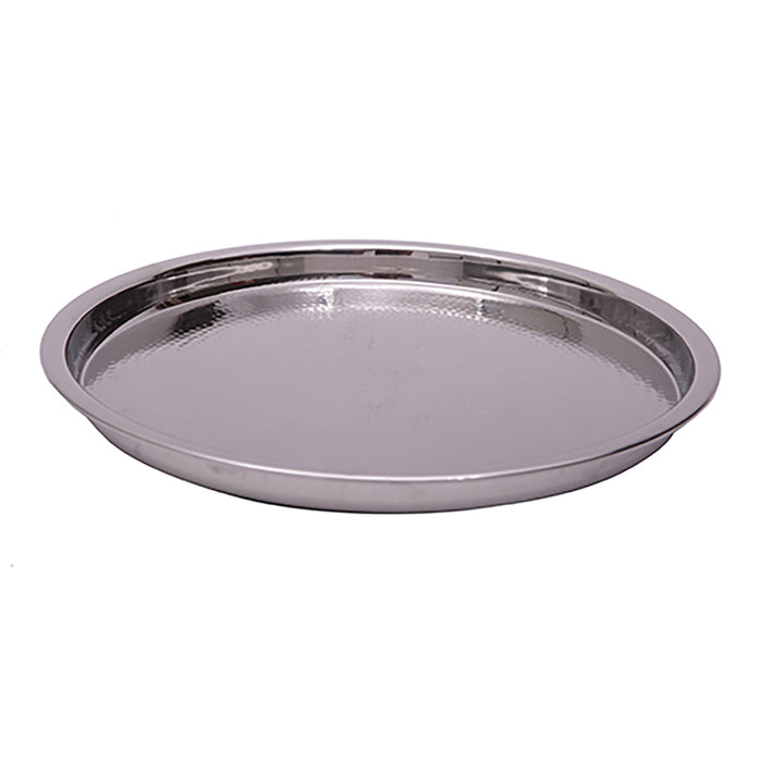 Tray - Gallery Round 15" Hammered Stainless Steel
