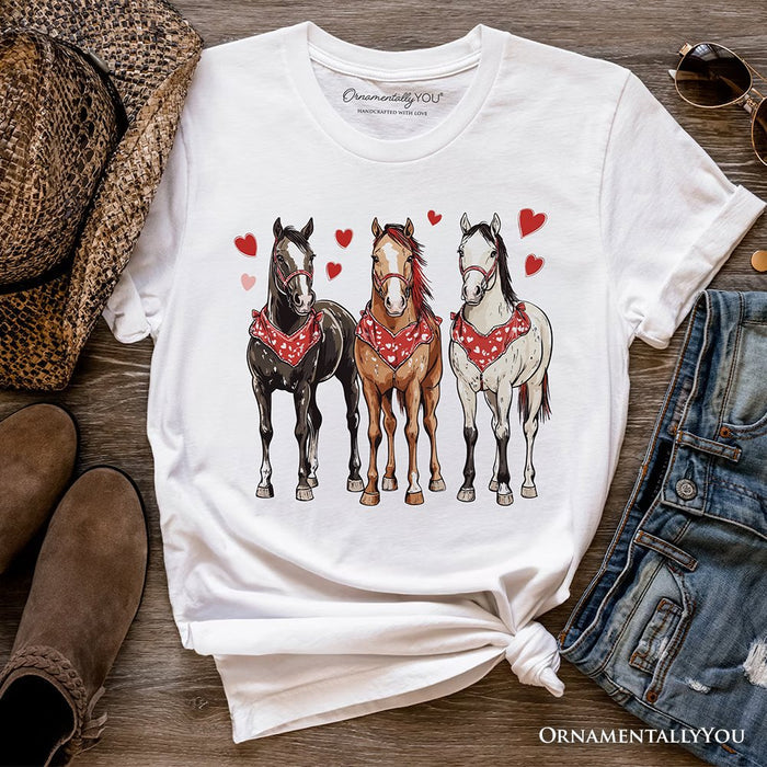 Valentine Horses Western T-Shirt, Cute Country Lover Tee T-Shirts OrnamentallyYou White XS