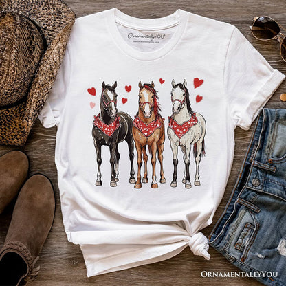 Valentine Horses Western T-Shirt, Cute Country Lover Tee T-Shirts OrnamentallyYou White XS