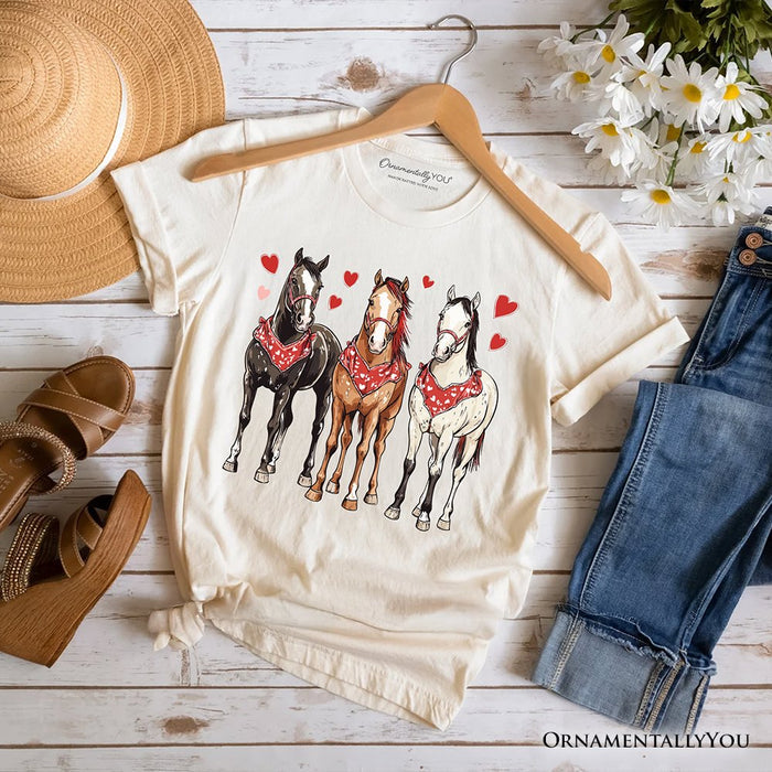 Valentine Horses Western T-Shirt, Cute Country Lover Tee T-Shirts OrnamentallyYou Natural XS