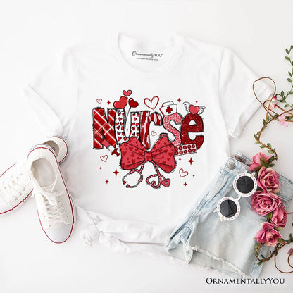 Valentine Nurse Coquette Bow T-Shirt, Cupid Favorite Nurse Tee T-Shirts OrnamentallyYou White XS