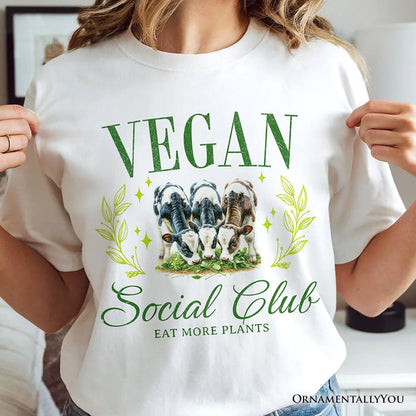 Vegan Social Club T-Shirt, Cute Plant Based Vegetarian Animal Lover Tee T-Shirts OrnamentallyYou