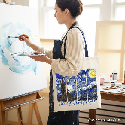 Vincent Van Gogh The Starry Night Canvas Tote Bag, Famous Painting Gift Shopper Tote Bag OrnamentallyYou