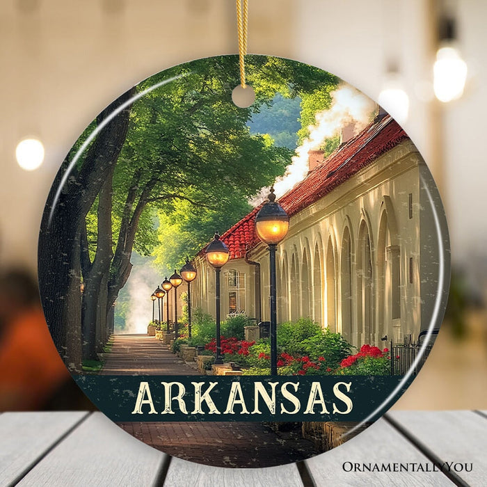 Vintage Arkansas Hot Springs Ornament, Bathhouse Row Christmas Gift and Scenic Landmark Keepsake Ceramic Ornament OrnamentallyYou