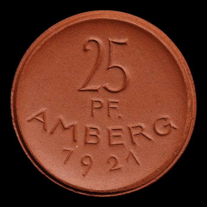 Weimar Germany, Amberg, 25 Pfennigs, Porcelain Notgeld - 1921 - Germany
