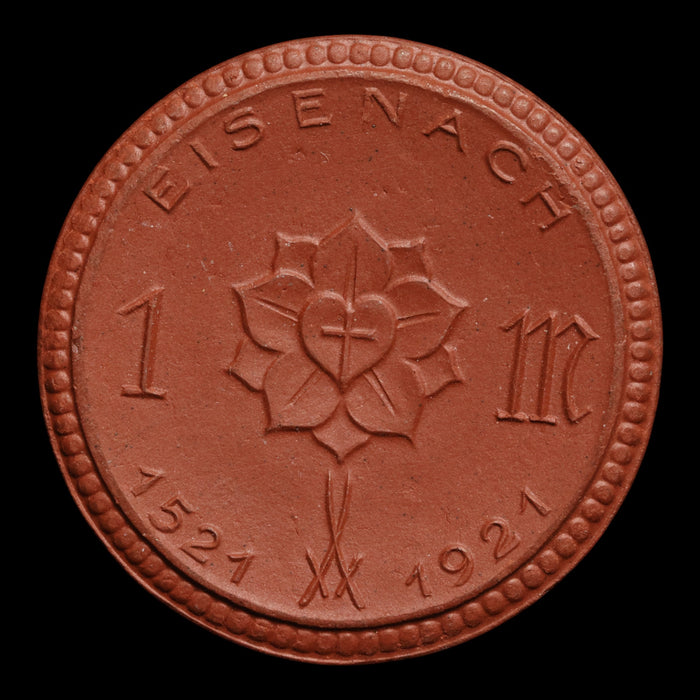Weimar Germany, Eisenach, 1 Mark, Porcelain Notgeld (Martin Luther Commemorative) - 1921 - Germany