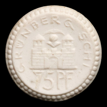 Weimar Germany, Grünberg, 75 Pfennigs, Porcelain Notgeld - 1922 - Germany