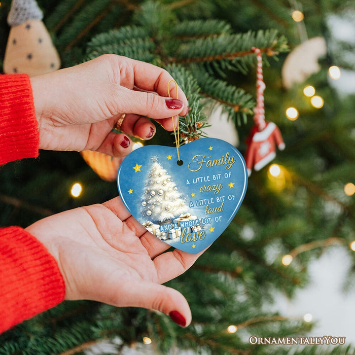 Whimsical Family Quote Ornament, Enchanting White Christmas Appreciation Gift and Tree Decor Ceramic Ornament OrnamentallyYou
