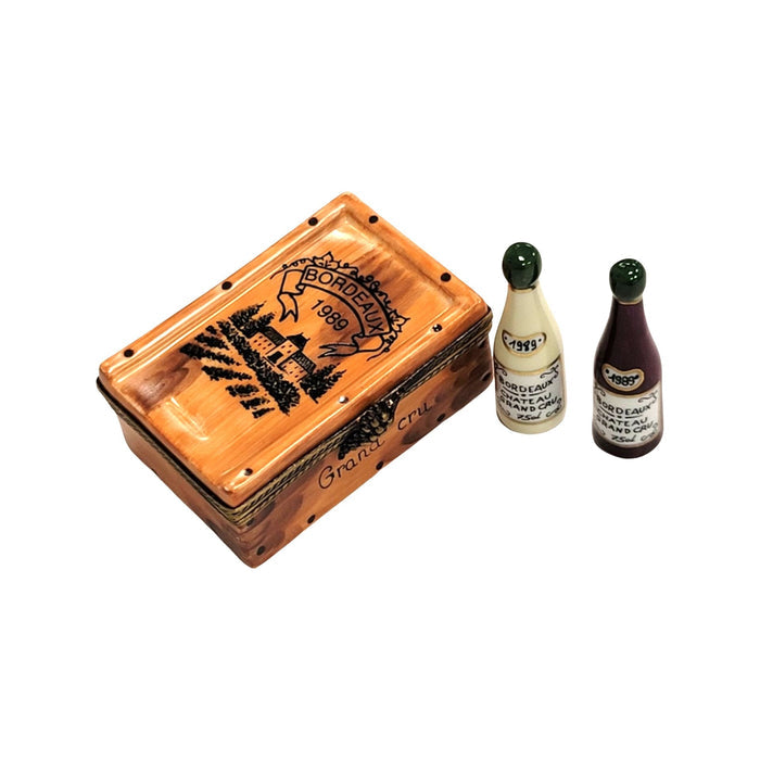 Exquisite Wine Crate with Bottles Porcelain Limoges wine French Trinket Box