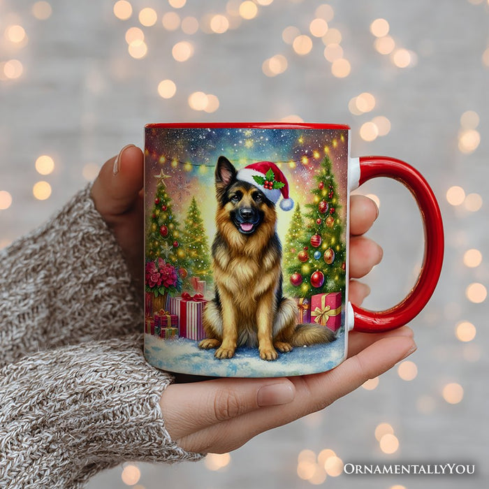 Winter Wonderland German Shepherd Personalized Mug, Cozy Christmas Gift with Custom Name Personalized Ceramic Mug OrnamentallyYou