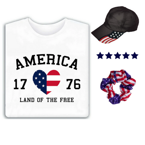 Women's 1776 T-Shirt, Liberty Hat and Scrunchie Set - The Flag Shirt