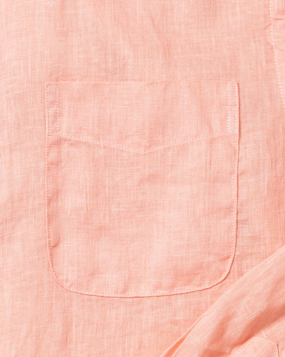 Women's Garment Dyed Linen Shirt in Melon