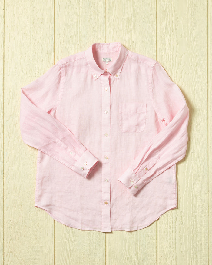 Women's Garment Dyed Linen Shirt in Pink Grapefruit