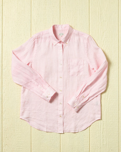 Women's Garment Dyed Linen Shirt in Pink Grapefruit