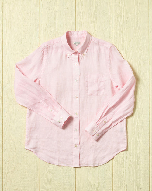 Women's Garment Dyed Linen Shirt in Pink Grapefruit