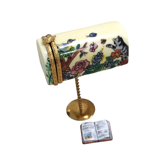 Yellow Mailbox With Book Limoges Box Porcelain Limoges Garden home French Trinket Box