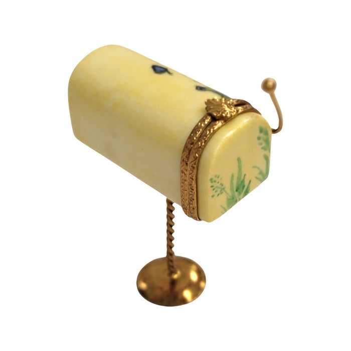 Yellow Mailbox With Book Limoges Box Porcelain Limoges Garden home French Trinket Box